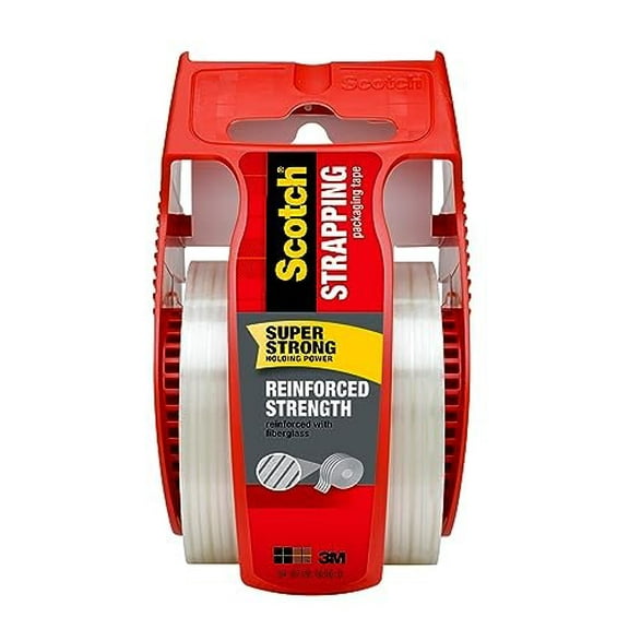 Scotch Reinforced Strength Shipping Strapping Tape with Dispenser, Clear, 1.88" x 360 in, 1 Dispenser/Pack 50