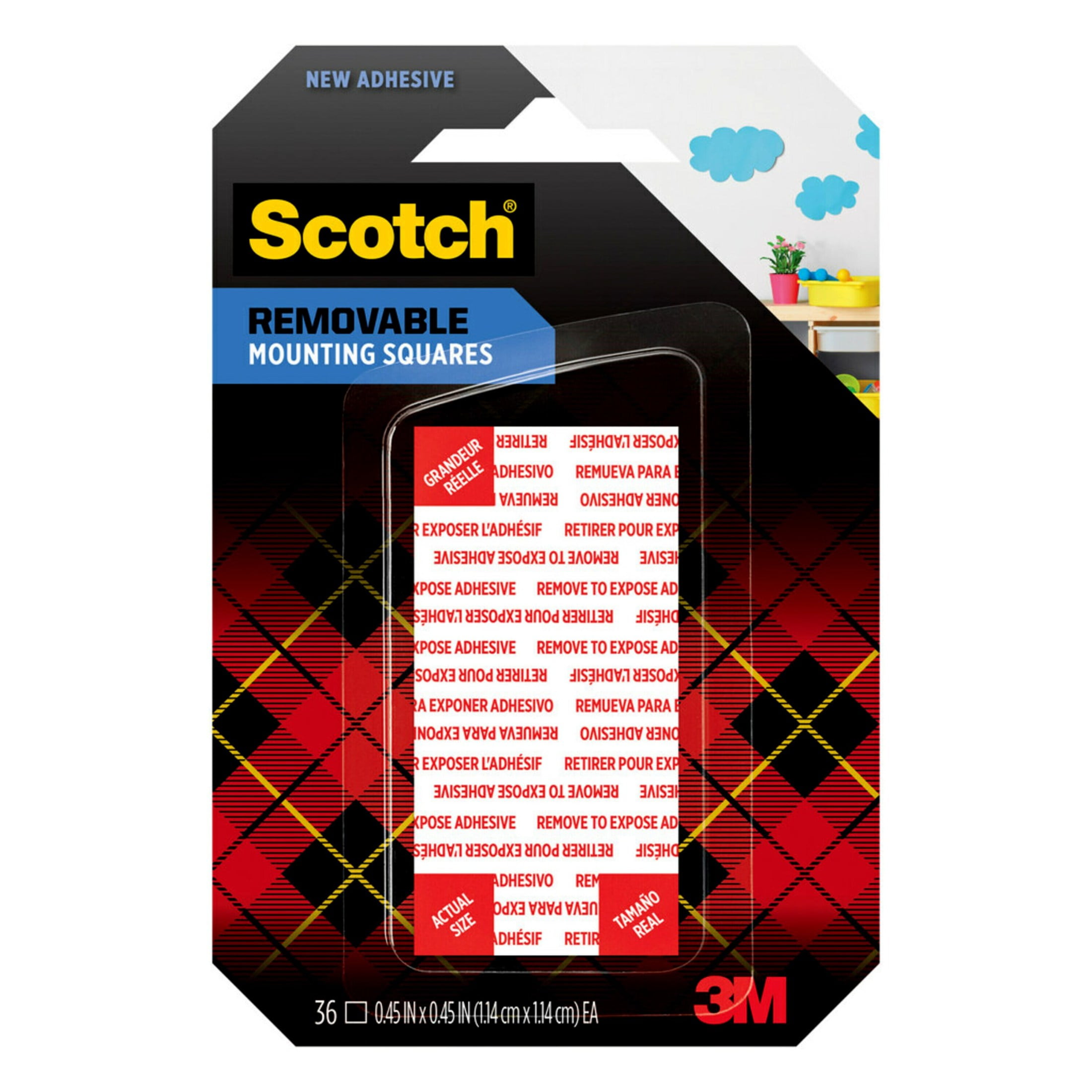 Scotch Removable Double-Sided Mounting Squares, 0.45 in x 0.45 in, 36 Squares