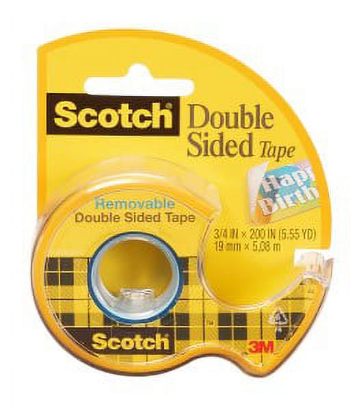 Scotch Removable Double Sided Tape 238, 3/4 in x 200 in (19 mm x 5.08 m)