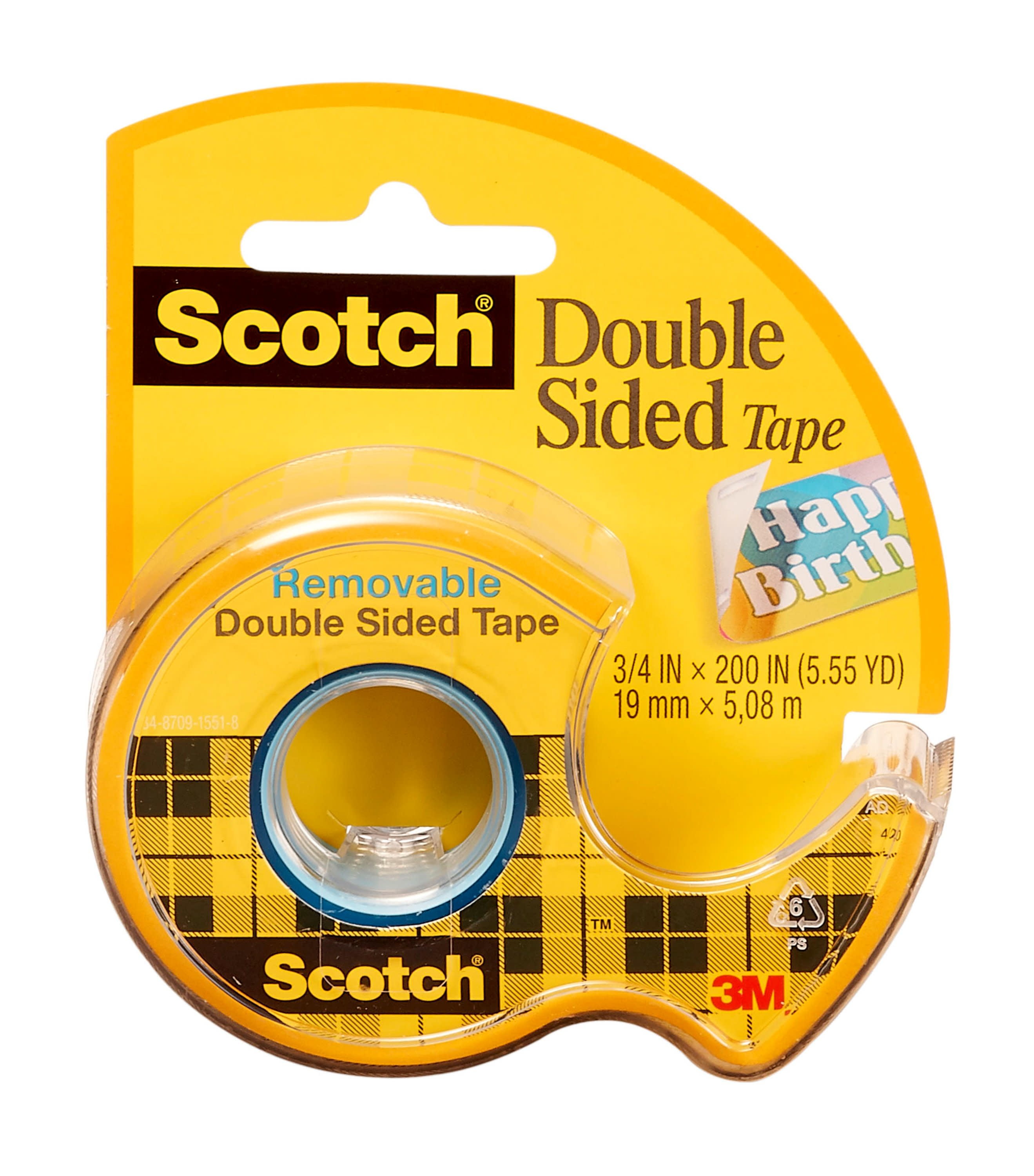 YELLOW DOUBLE SIDED TAPE CLEAR STICKY TAPE DIY STRONG CRAFT