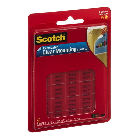Scotch Removable Mounting Squares - Repositionable - 4 Squares, Multicolor