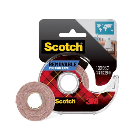 Scotch Removable Poster Tape, Clear, 3/4 in x 150 in, 1 Roll