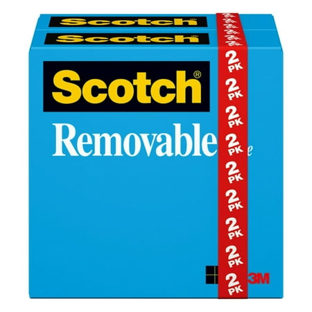 Scotch Removable Tape Refills, Clear, 1 in. Core, 2 Rolls