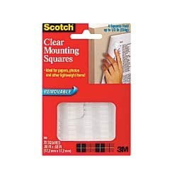 Scotch Removable Wall Mounting Tabs, 11/16" x 11/16", Clear, Box of 35
