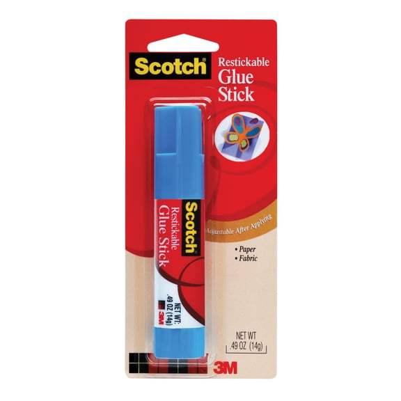 Scotch Restickable Glue Stick, 6314, .49 oz