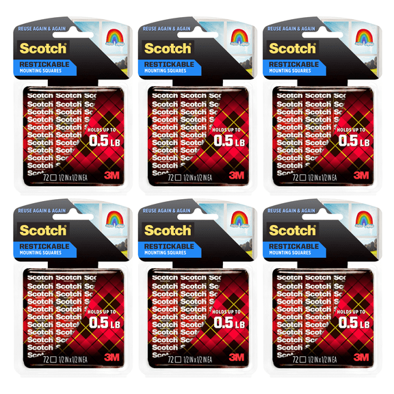 Scotch Restickable Mounting Squares: 1/2 in. width (Clear) [432-pack]