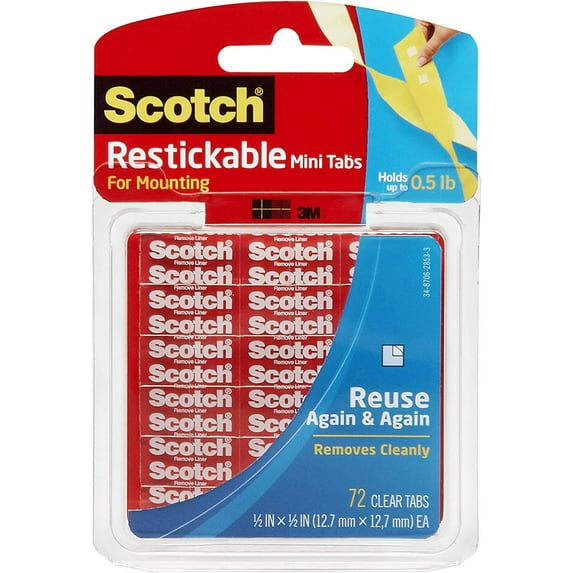 Scotch Restickable Tabs, 0.5 Inch squares, 72 Tabs R103