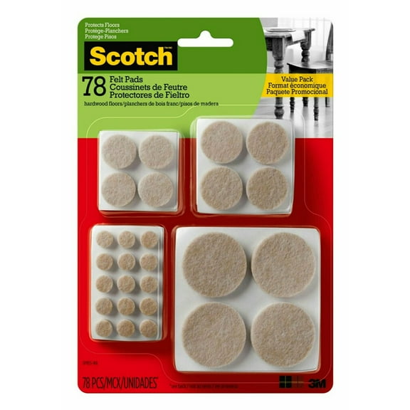 Scotch™ Round Felt Pads, Multi Pack, Beige, 78/pack