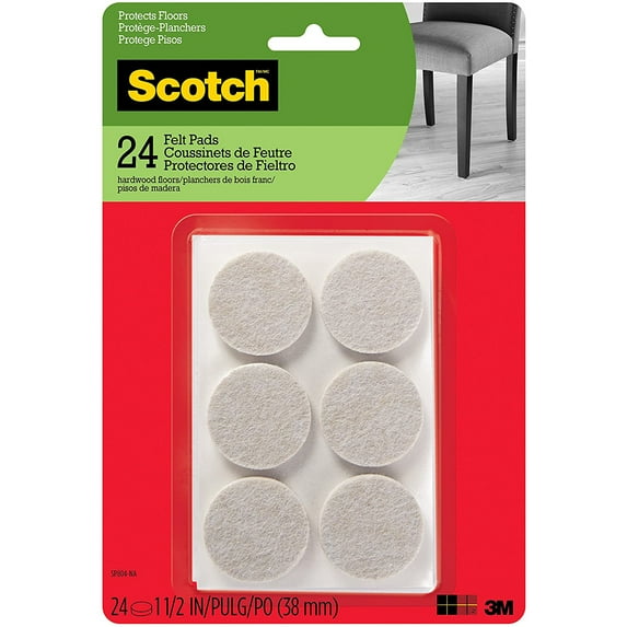 Scotch Felt Pads: 1-1/2 in. / 24-pack (Beige)