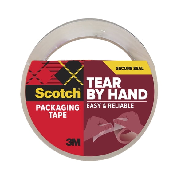 Scotch Secure Seal Tear by Hand, Clear, 1.88 in x 54.6 yd, 1 Roll
