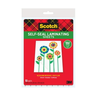 Scotch Self-Seal Single-Sided Laminating Sheets, Letter Size, 9 in x 12 in, 10 Sheets