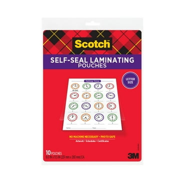 Scotch Self-Seal Laminating Pouches, 10 Count, Letter Size 8.5" x 11", 3 Mil Thick