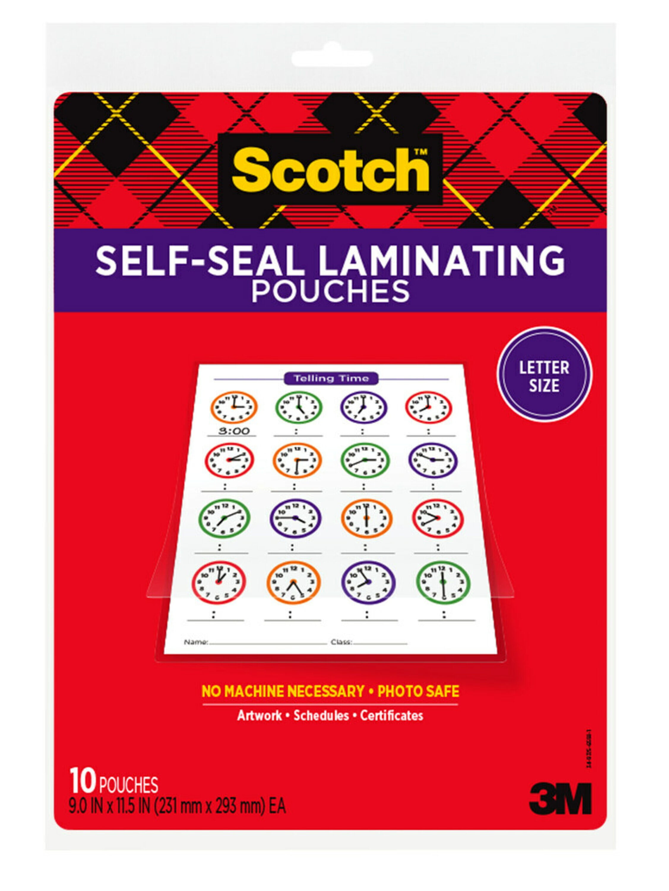 Scotch™ SelfSeal Laminating Pouches, Letter Size, 10 PK