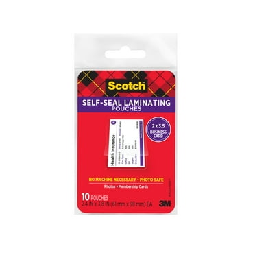Scotch Self-Sealing Laminating Pouches,  Business Card Size, 2.4 in x 3.8 in, 10 Pouches