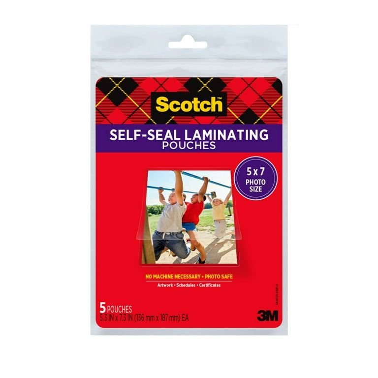 nordøst spild væk dør Scotch Self-Sealing Photo Laminating Sheets, Gloss, 5" x 7", 5 Sheets -  Walmart.com