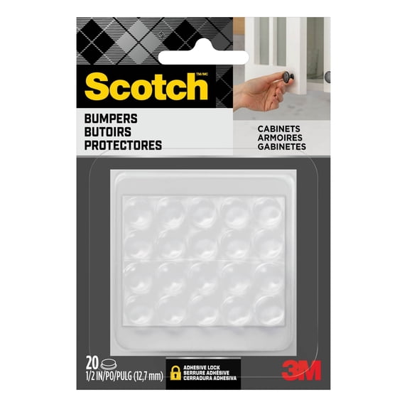Scotch, Adhesive Bumper Pads, 1/2 in. x 1/2 in., Clear, 20 Pack ...