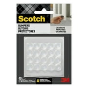 Scotch Self-Stick Rubber Pads, Clear, Door and Cabinet Stopper, 1/2 in, 40 Bumpers