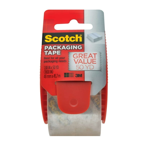 Scotch Shipping & Packaging Tape & Dispenser, Clear, 1.88 in. x 50 yd.