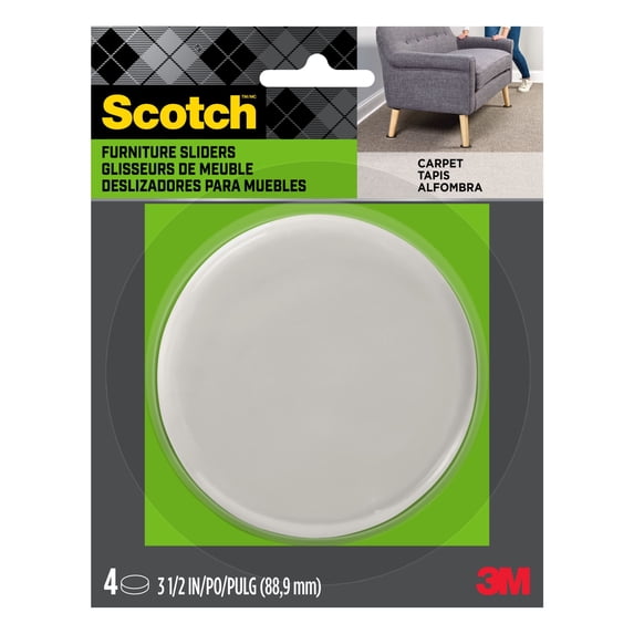 Scotch Furniture Sliders, Reusable, Strong, Move Heavy Furniture, 3.5 in., 4 Pack