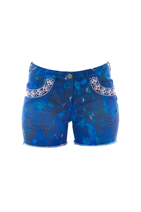 Scotch & Soda Maison Scotch Women's Printed Denim Shorts 28 Cobalt Blue