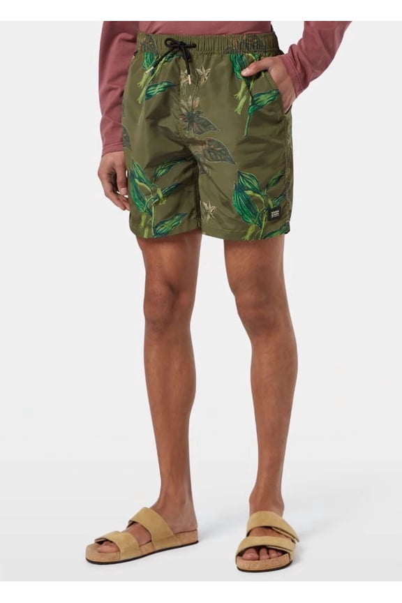 Men's Military Print Mid-Length Swim Shorts, Medium