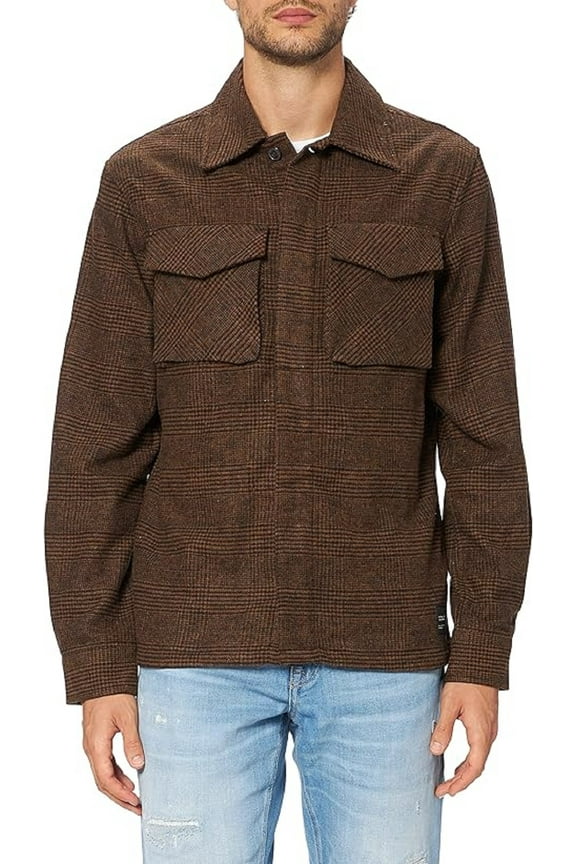 Mens Relaxed Overshirt Contains Recycled Fibers Transition Jacket Brown, Small