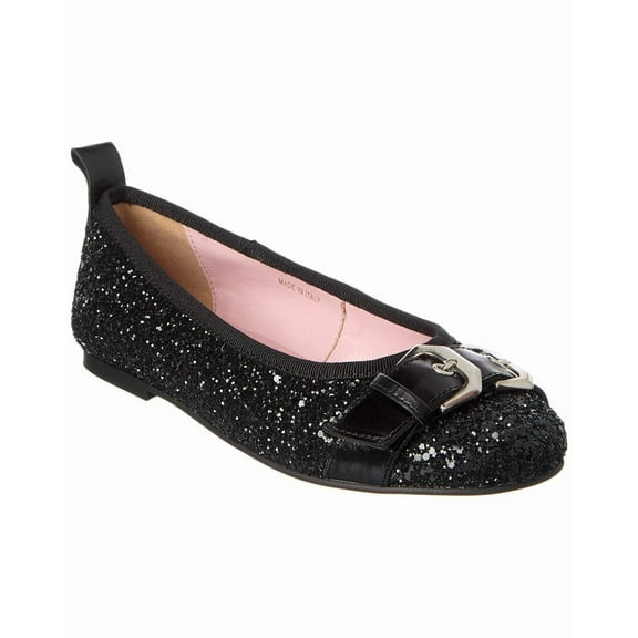 Scotch & Soda Mira Glitter & Leather Ballet Flat, 37, Black