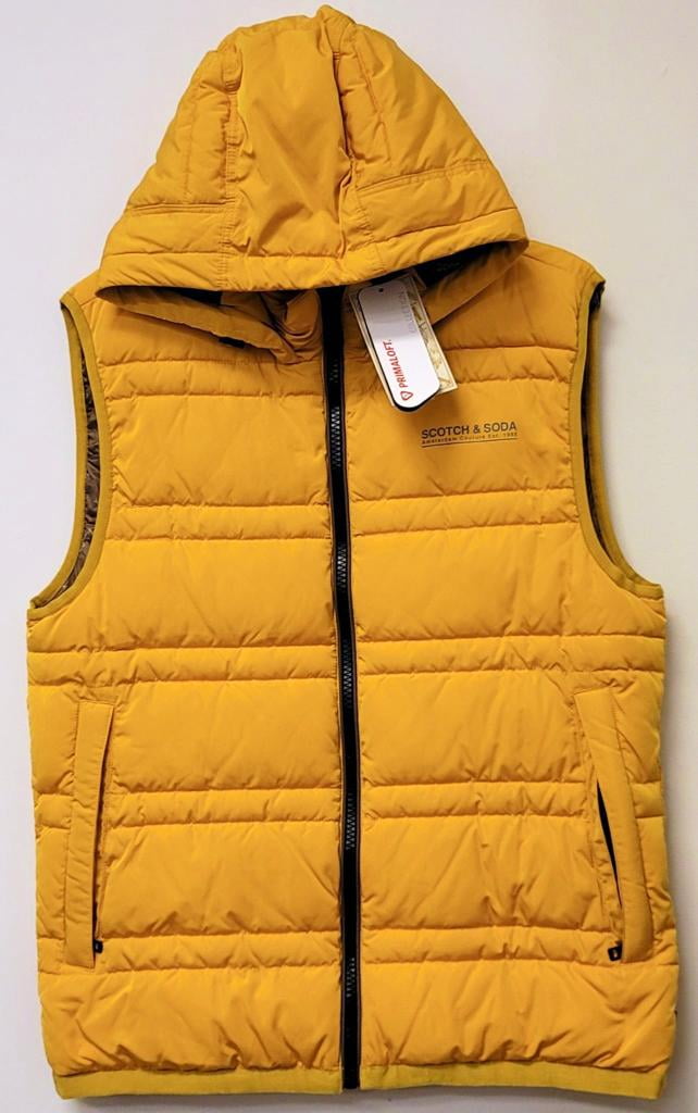 Scotch & Soda SUNFLOWER YELLOW Classic Fit Hooded Quilt Vest, US Small