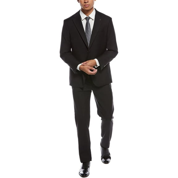 Scotch & Soda mens 2pc Suit with Flat Front Pant, 42R, Black