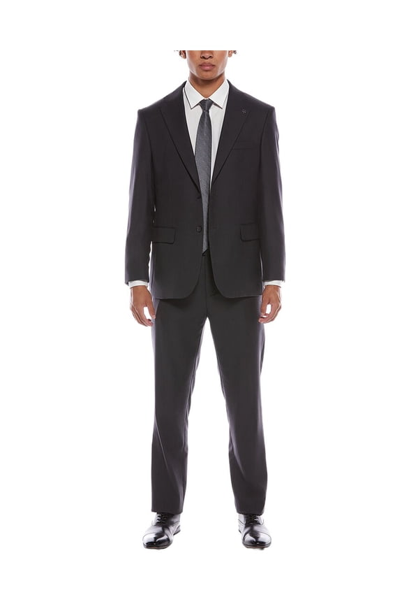 mens  2pc Suit with Flat Front Pant, 46R, Gray