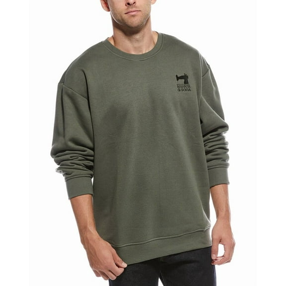 Scotch & Soda mens  Embroidered Logo Crewneck Sweatshirt, s, Green