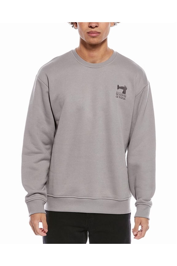 mens Embroidered Logo Crewneck Sweatshirt, s, Grey