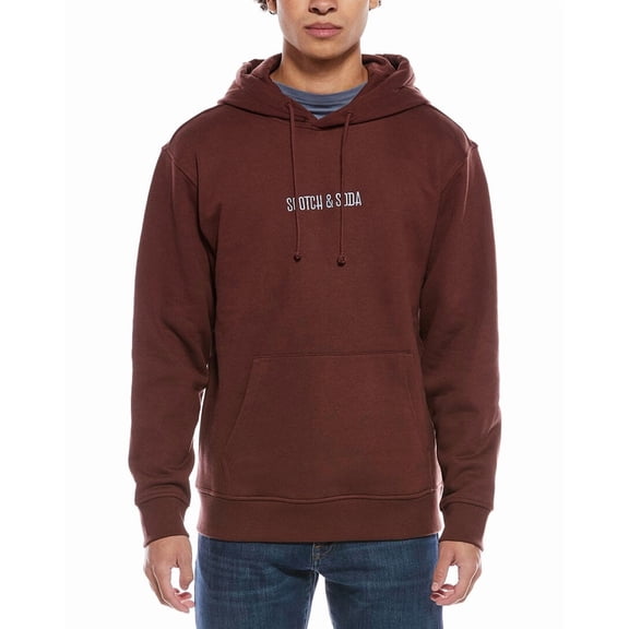 Scotch & Soda mens  Fleece Graphic Hoodie, l, Brown