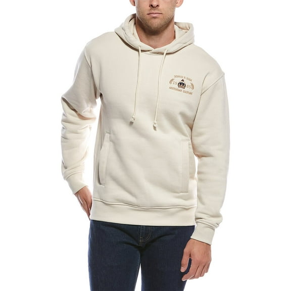 Scotch & Soda mens  Fleece Graphic Hoodie, l, Tan