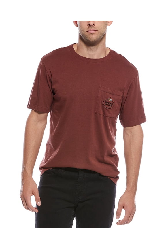 mens Garment-Dyed Pocket T-Shirt, m, Brown