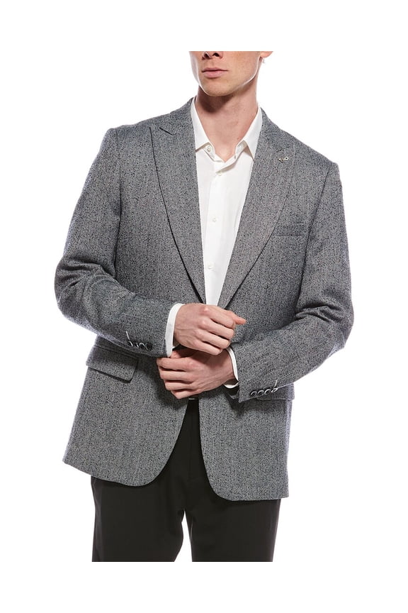 mens Herringbone Sportscoat, 42R, Gray