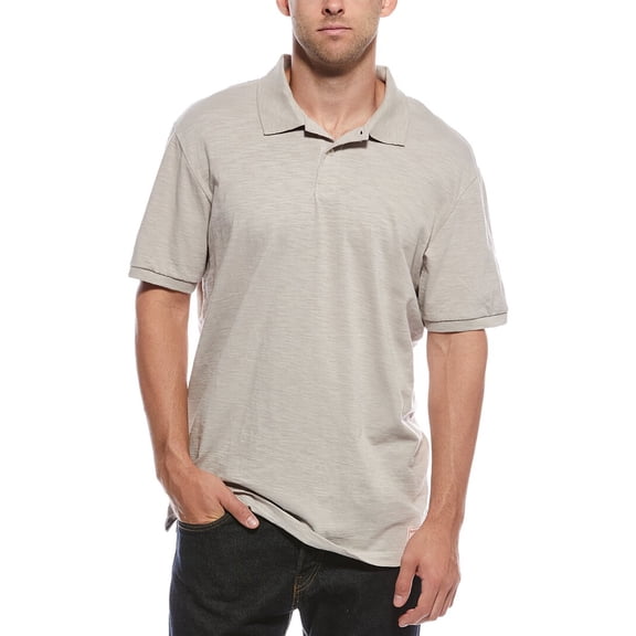 Scotch & Soda mens  Panel Washed Slub Polo Shirt, m, Grey