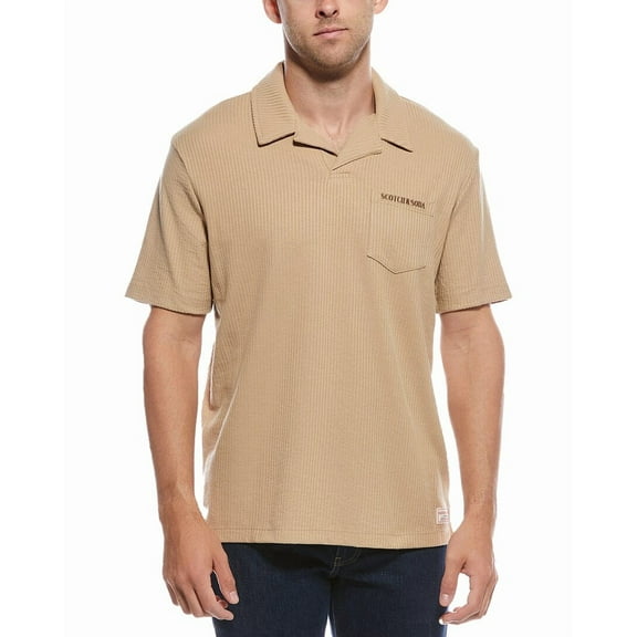 Scotch & Soda mens  Pocket Polo Shirt, s, Tan
