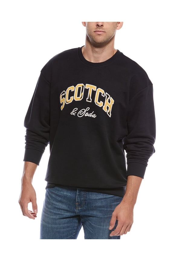 mens Relaxed Fit Embroidered Logo Crewneck Sweatshirt, s, Black