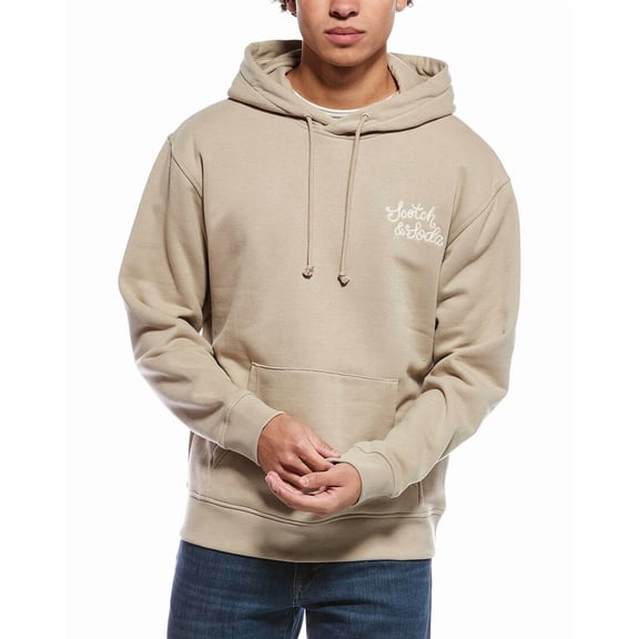 Scotch & Soda mens  Relaxed Fit Fleece Graphic Hoodie, l, Brown