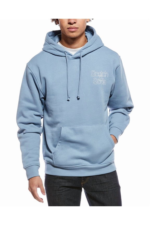 mens Relaxed Fit Fleece Graphic Hoodie, m, Blue
