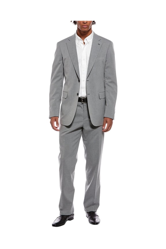 mens 2pc Suit with Flat Front Pant, 42R, Grey