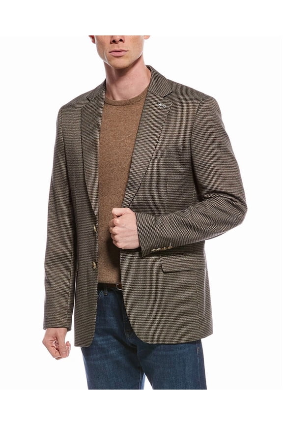 mens Small Houndstooth Sportscoat, 40R, Brown