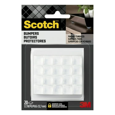 Scotch Square Bumpers, Clear, 1/2 in, Furniture Pads, 20 Pack