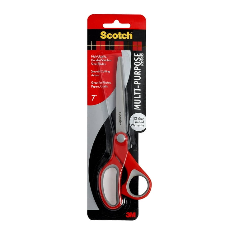 Scotch Stainless Steel Multi-Purpose Scissors, Red/Gray, 7 Inches