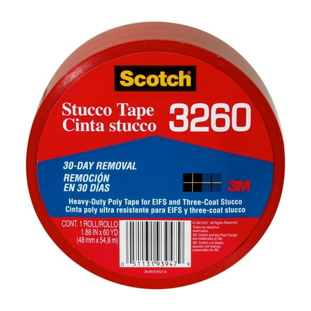 Scotch Stucco Tape, 3260-A, 1.88 in x 60 yd, 1 Roll
