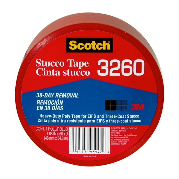 Scotch Stucco Tape, 3260-A, 1.88 in x 60 yd, 1 Roll