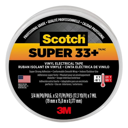 Scotch Super 33+ Vinyl Electrical Tape, Black, 3/4 in. x 52 ft.