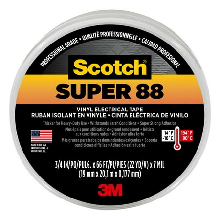 Scotch Super 88 Electrical Tape, 6143-BA-8, 3/4 in. x 66 ft.