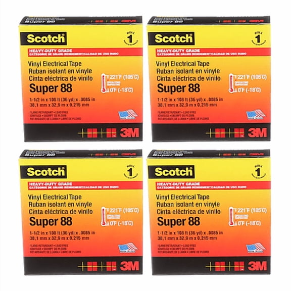 Scotch Super 88 Grade Electrical Tape: 1-1/2 in. x 36 yds. (Black) [4-pack]